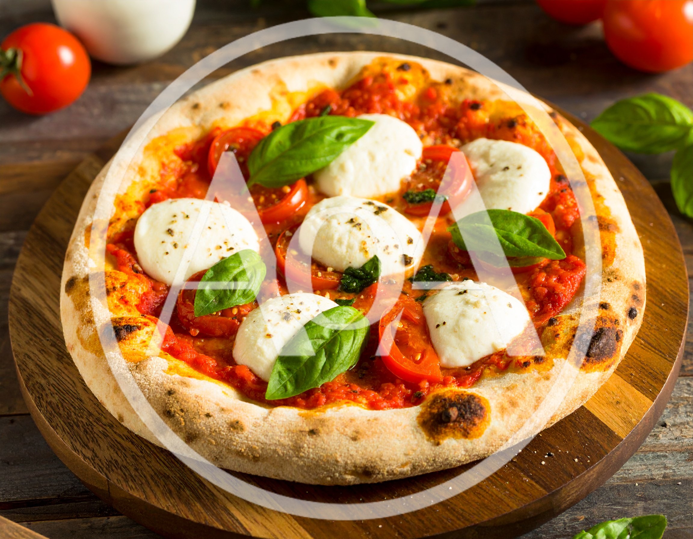 Fresh Margherita Pizza on a Wooden Serving Board
