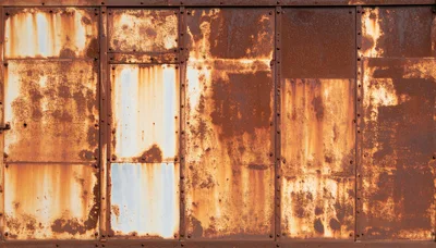 Weathered Industrial Metal Wall With Heavy Rust Texture