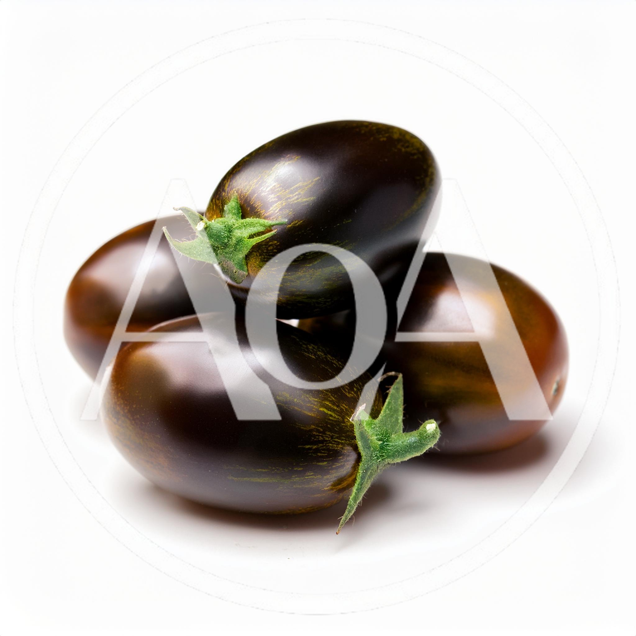 Group of Fresh Dark Purple Kumato Tomatoes