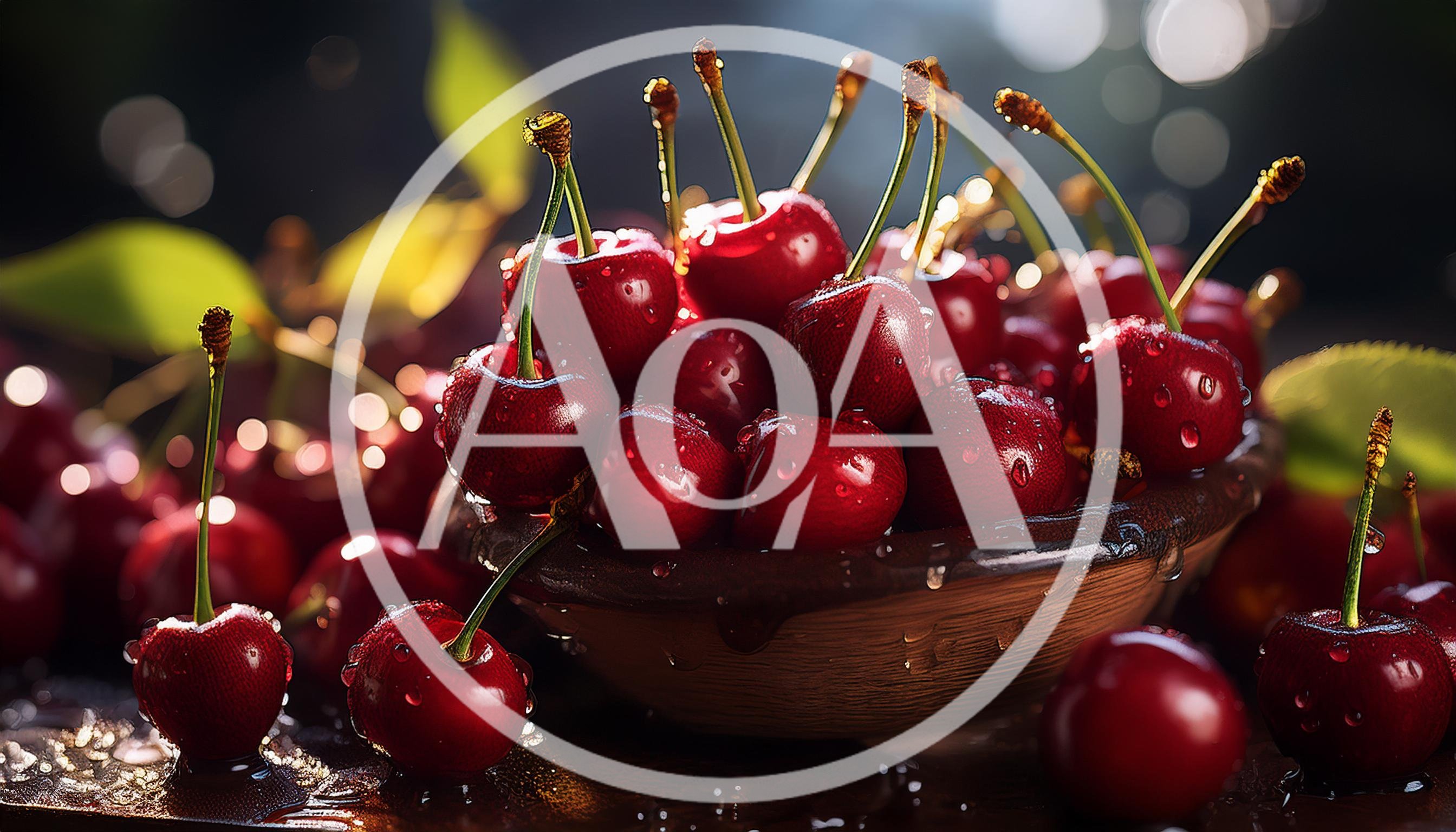 Fresh Red Cherries In A Rustic Wooden Bowl