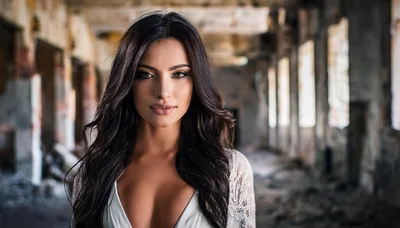 Portrait Of A Beautiful Woman In An Abandoned Building