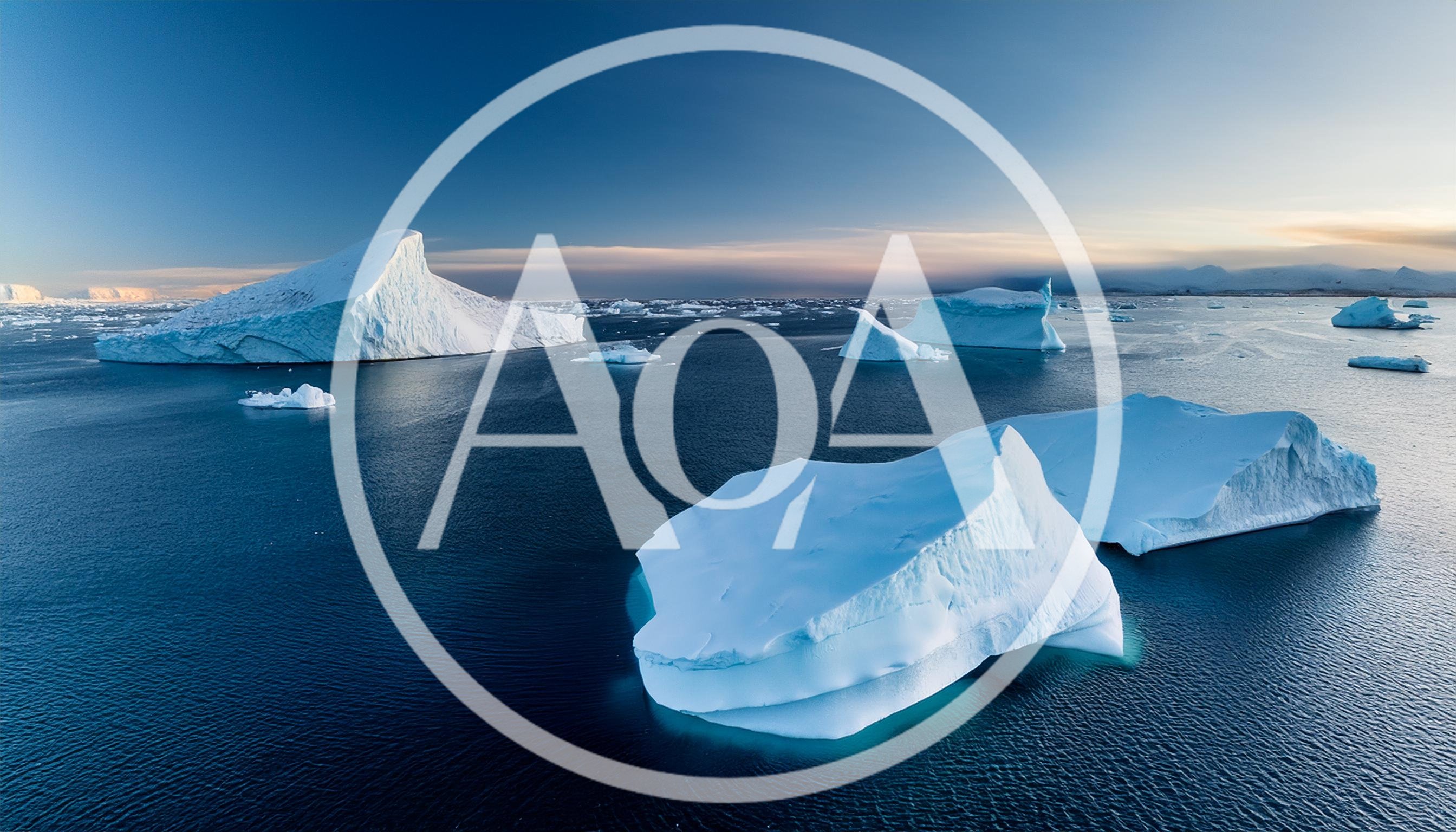 Aerial View Of Massive Icebergs Floating In Arctic Ocean