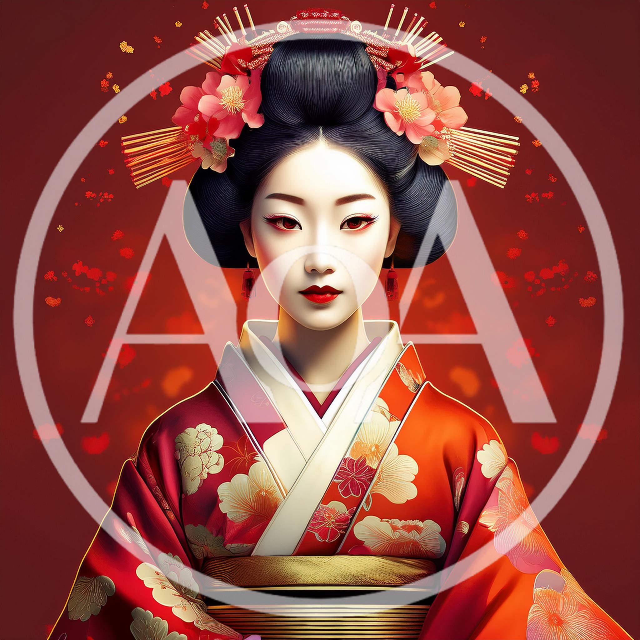 Portrait Of A Traditional Japanese Geisha In Kimono