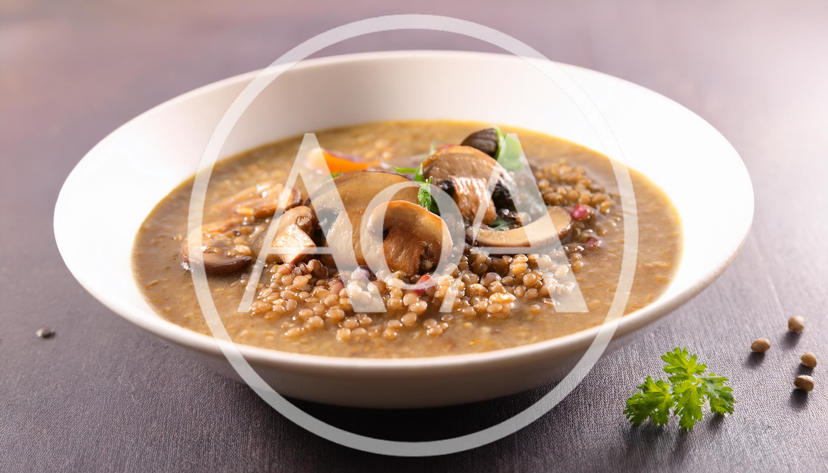 Bowl Of Hearty Mushroom And Lentil Soup