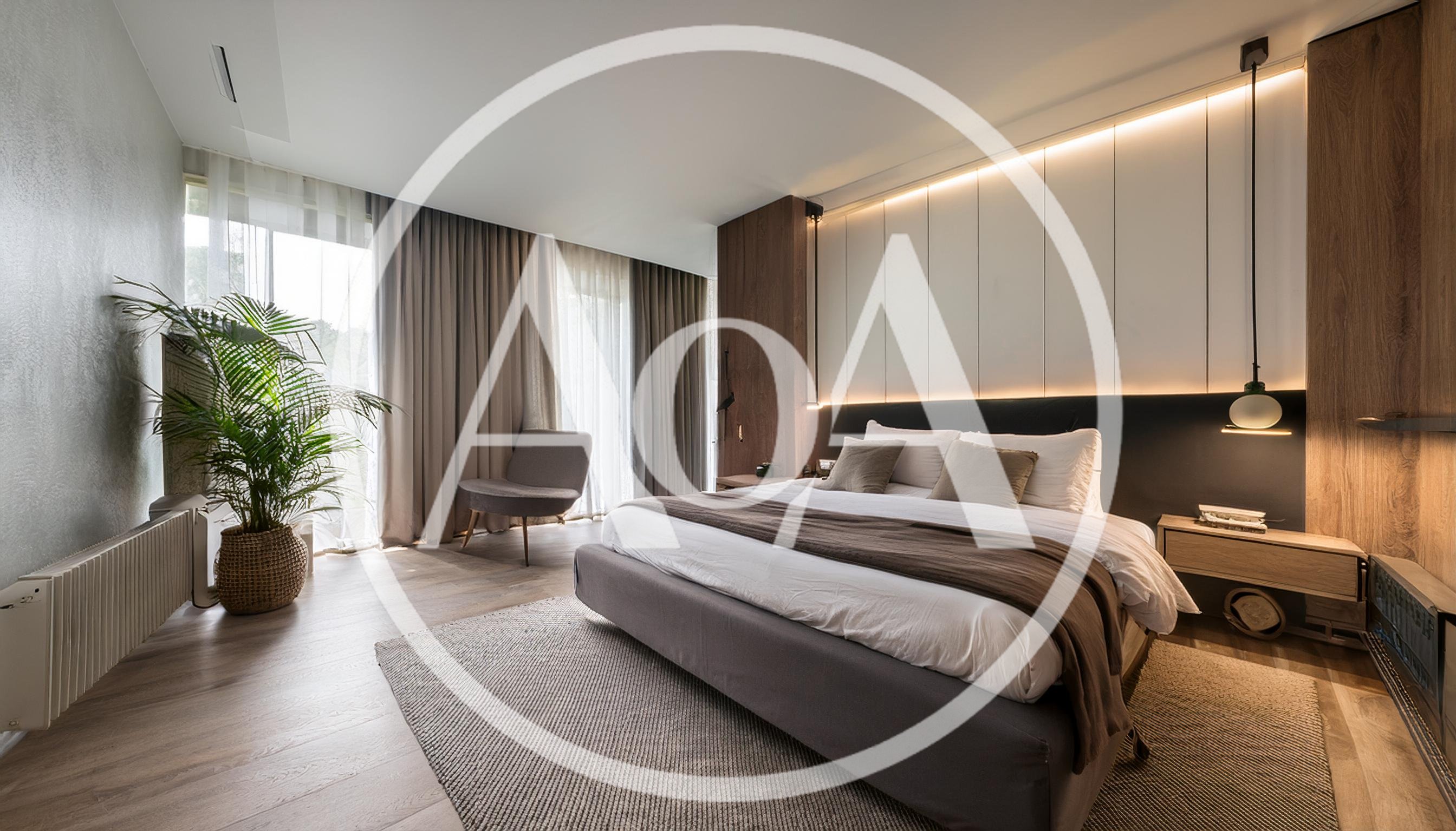 Modern Minimalist Bedroom Interior With Warm Lighting
