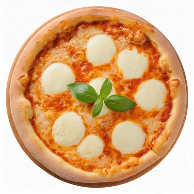 Fresh Margherita Pizza With Basil On Wooden Board