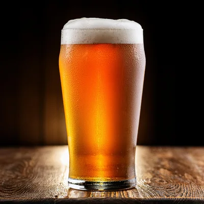 Cold Pint Of Craft Beer On Wooden Table