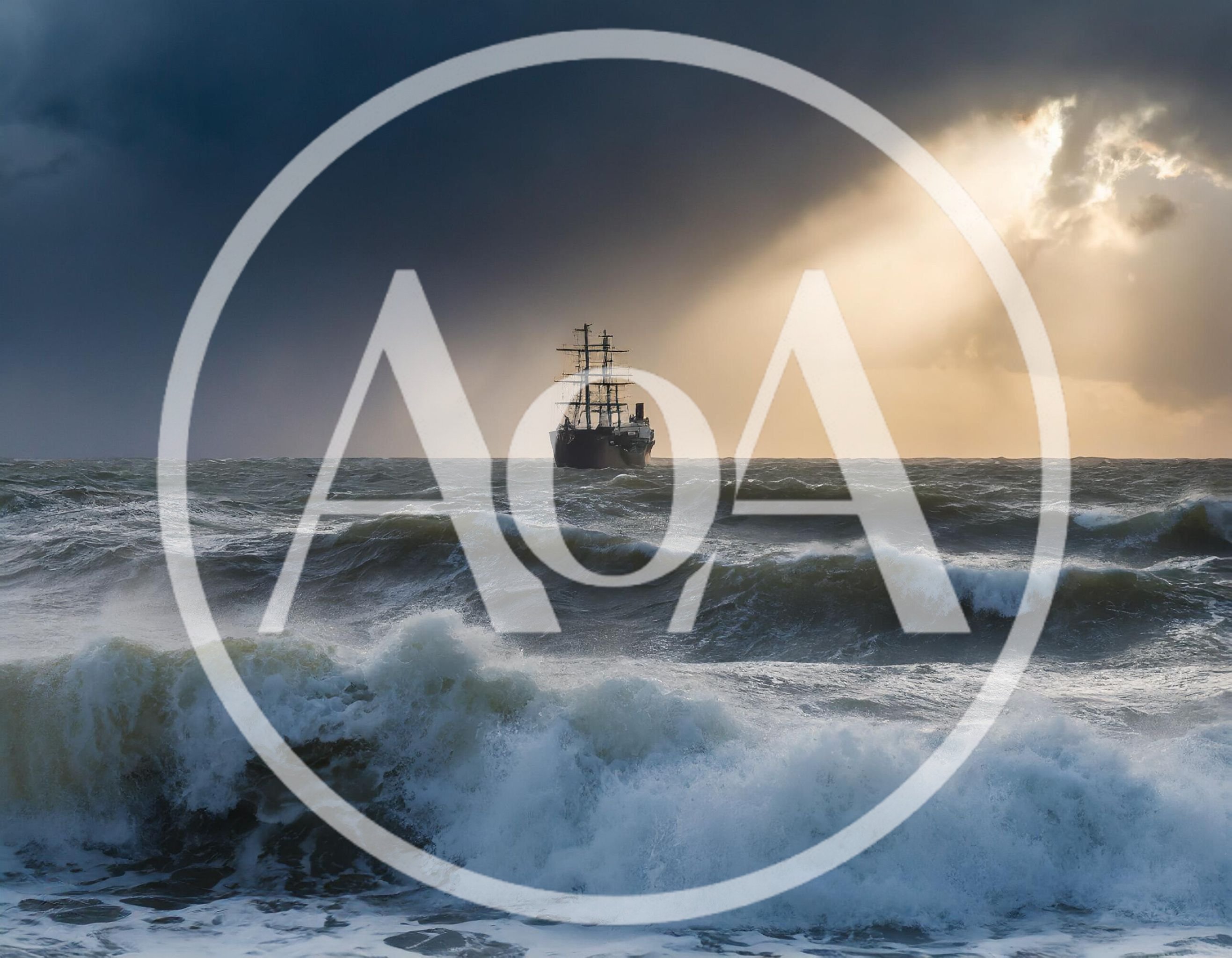 Tall Ship Sailing Through Rough Stormy Seas