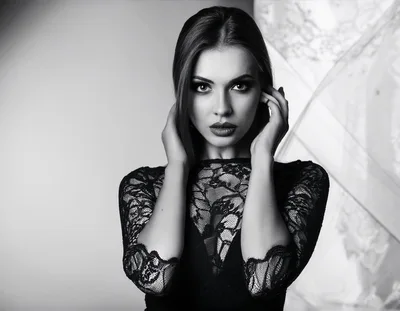 Portrait Of A Beautiful Woman In A Lace Dress