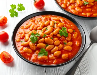 Bowl of Baked Beans in Tomato Sauce