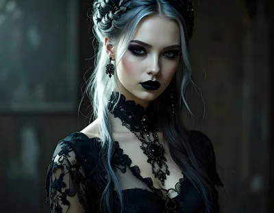 Portrait Of A Gothic Woman With Silver Hair
