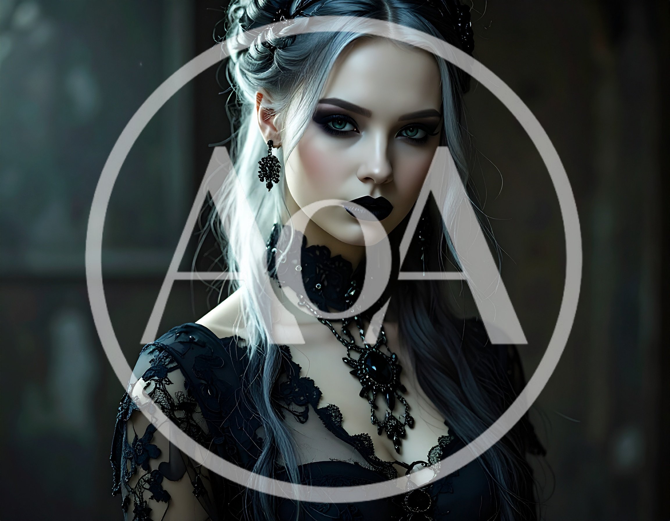Portrait Of A Gothic Woman With Silver Hair