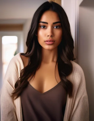 Portrait Of A Young Woman In A Cardigan