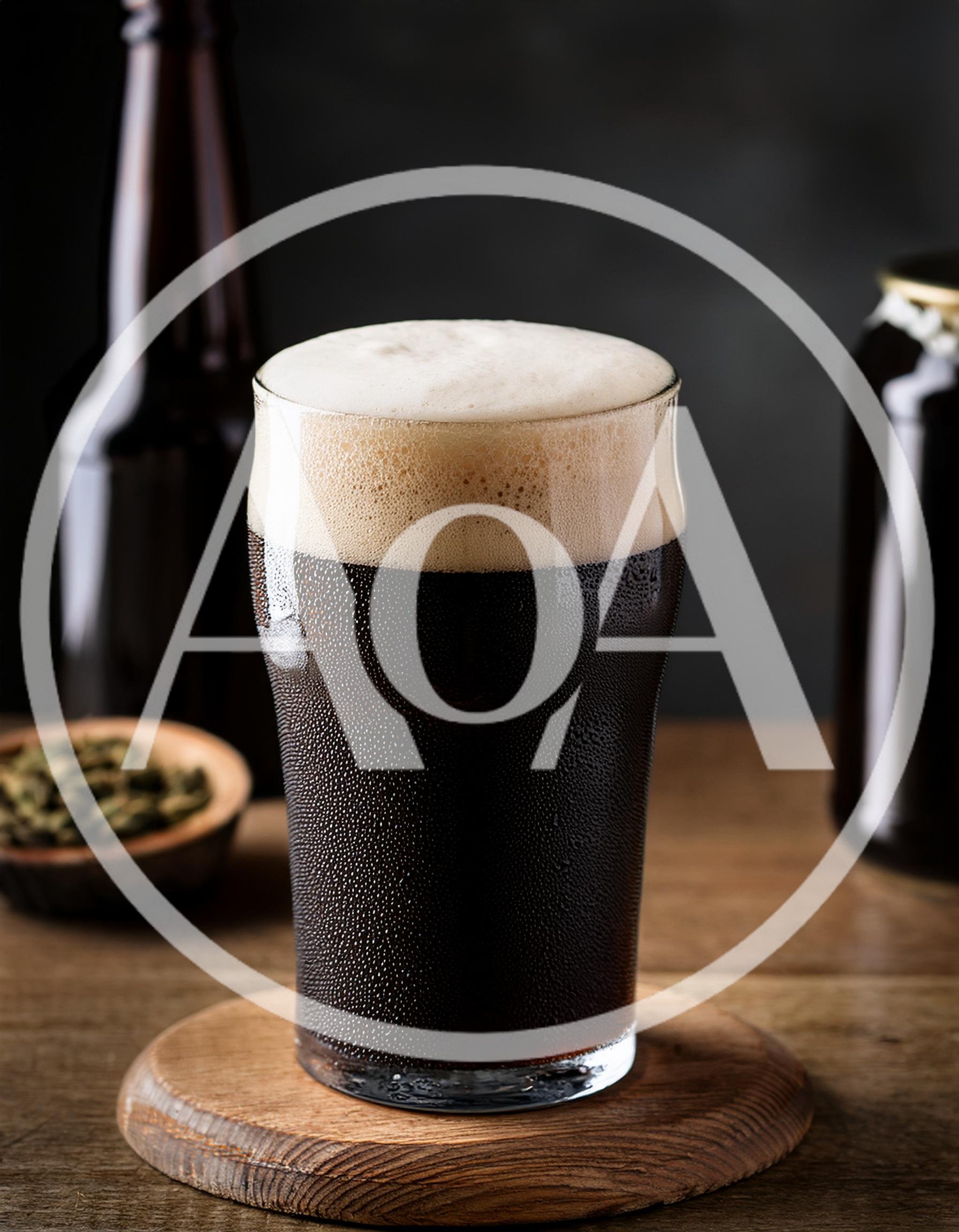 Cold Glass Of Dark Stout Beer On Wooden Table