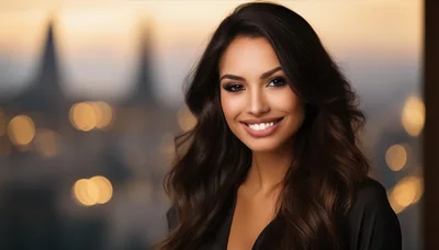 Portrait Of A Beautiful Woman With Long Wavy Hair