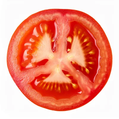 Fresh Red Tomato Slice Isolated On White Background