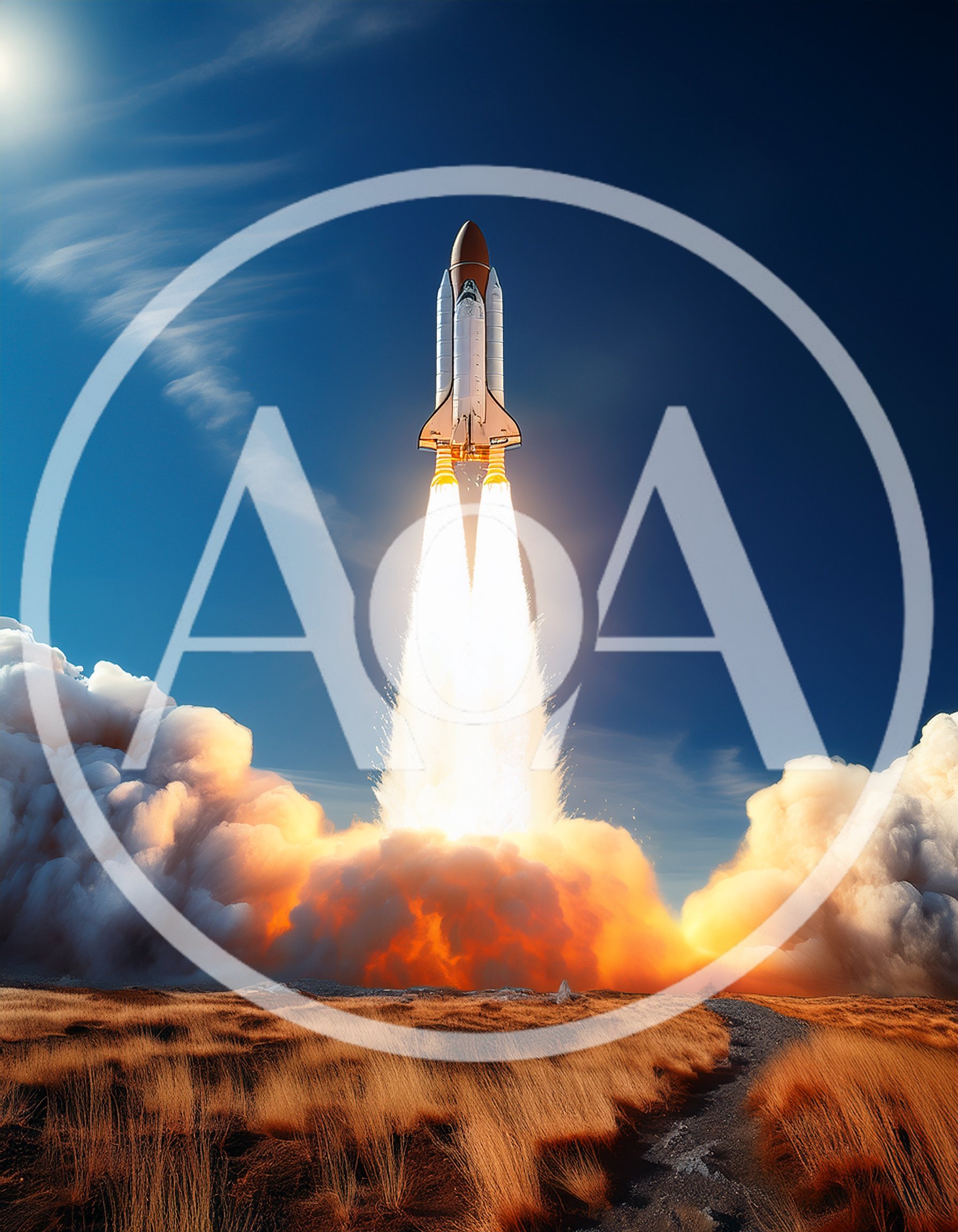 Space Shuttle Launching From A Desert Landscape