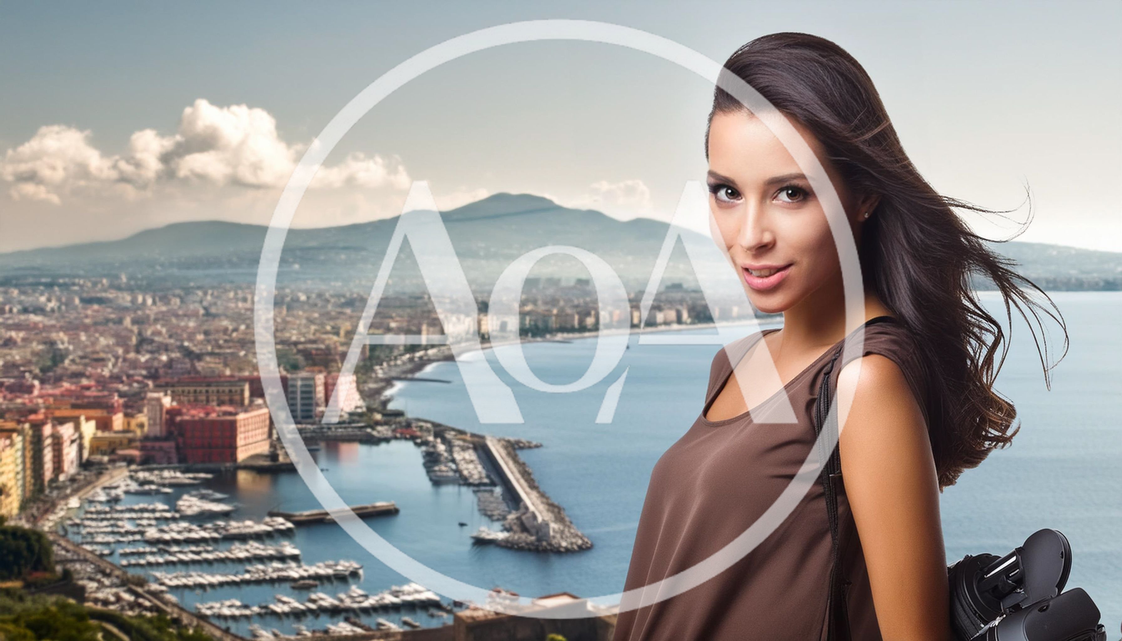 Young Woman Posing Overlooking The Bay Of Naples