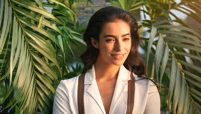 Portrait Of A Young Woman In Tropical Setting