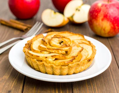 Apple Rose Tart on a White Plate