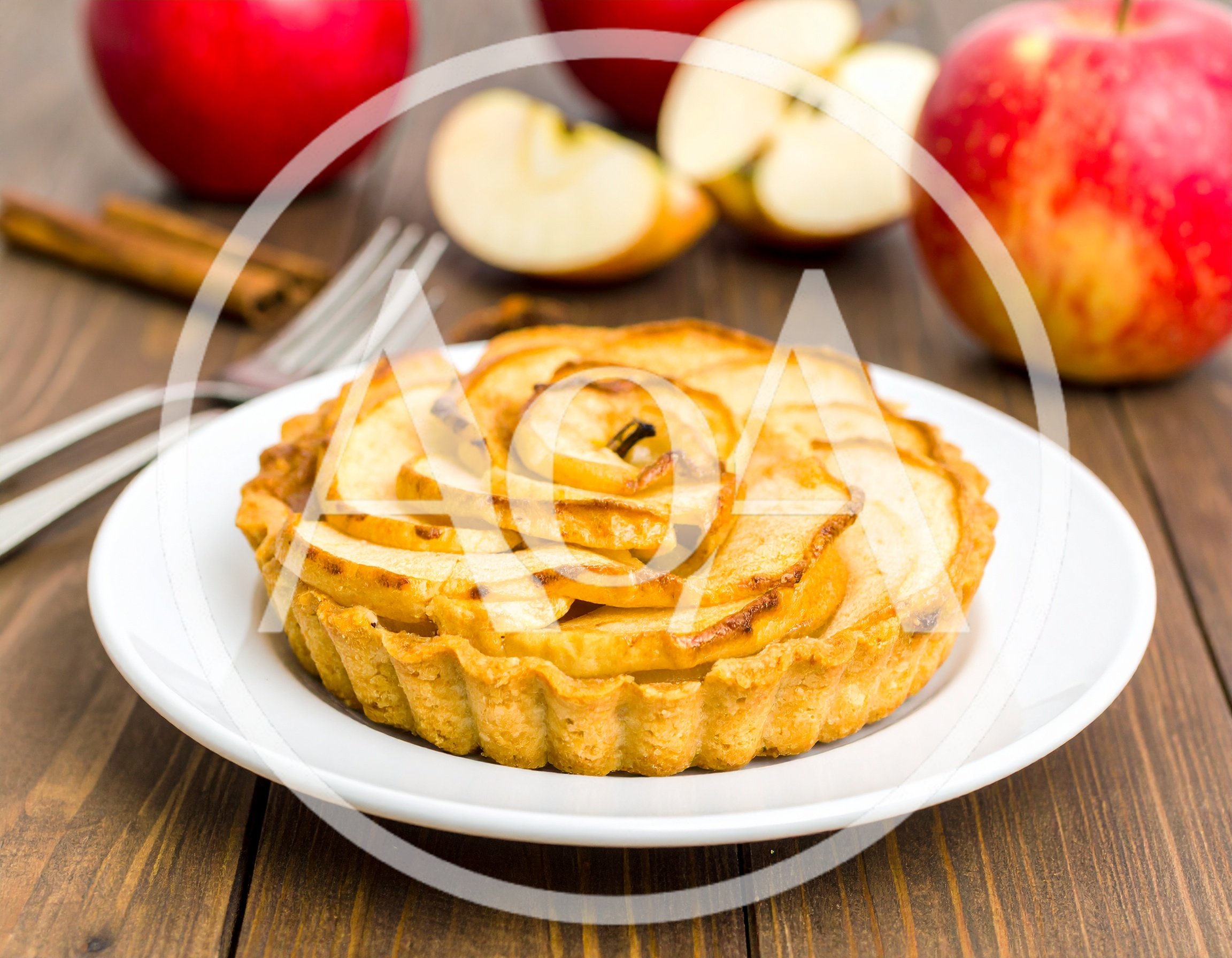 Apple Rose Tart on a White Plate