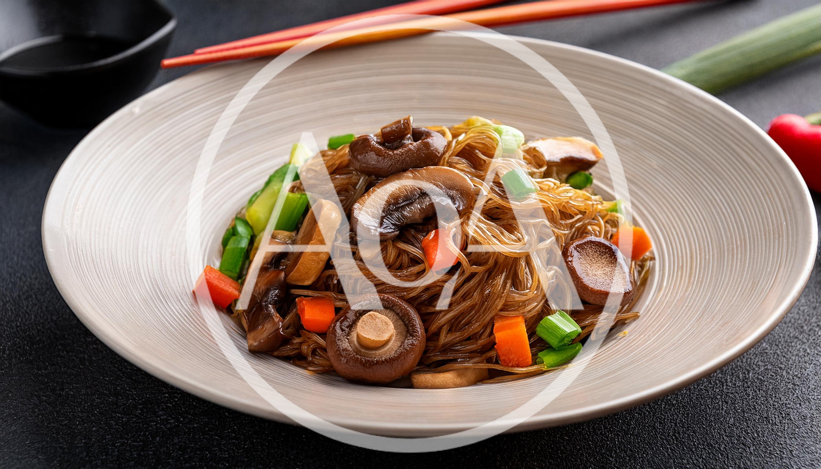 Stir Fried Glass Noodles With Mushrooms And Vegetables