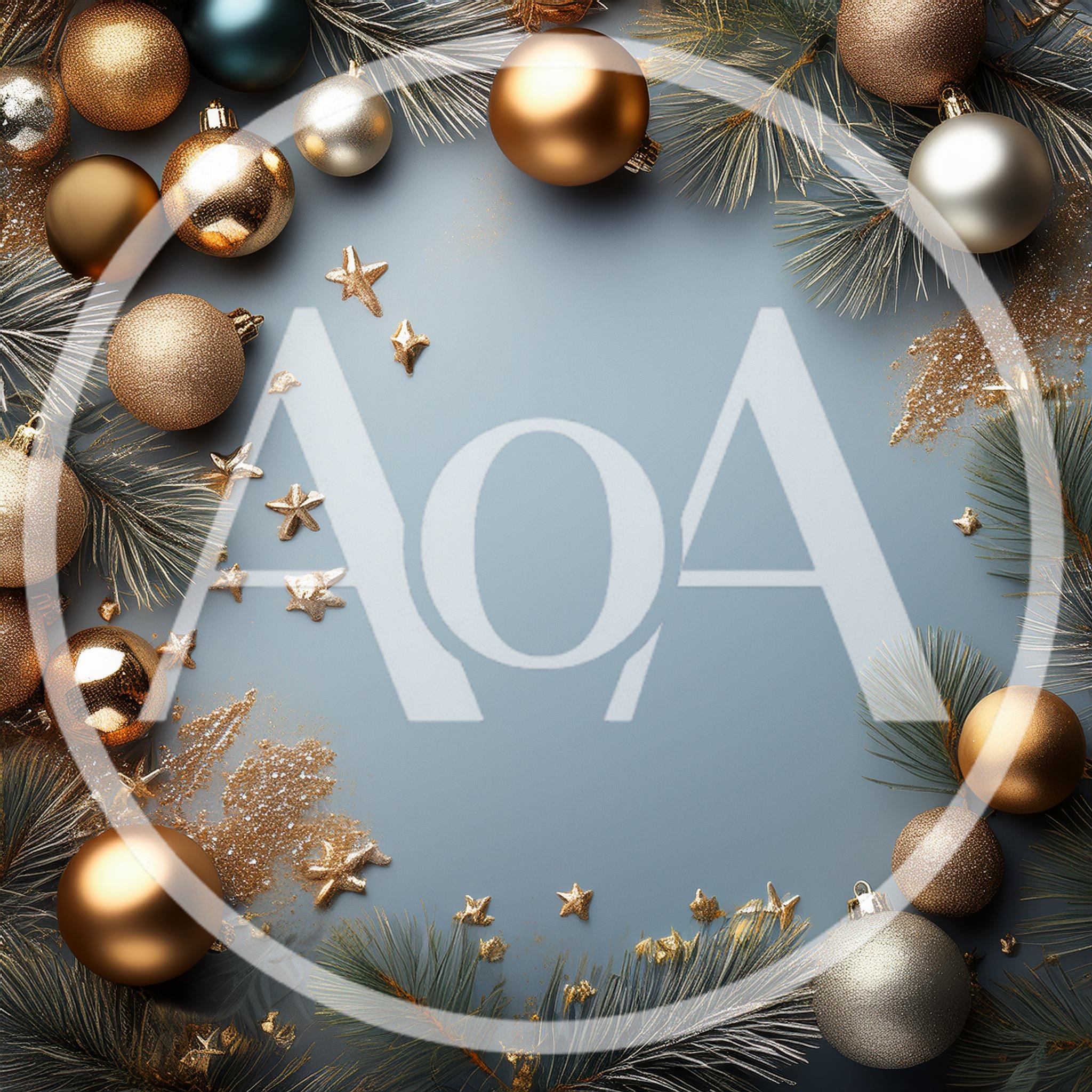Christmas Ornament Frame With Gold And Silver Baubles