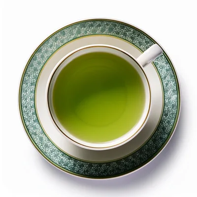 Top Down View Of A Cup Of Green Tea