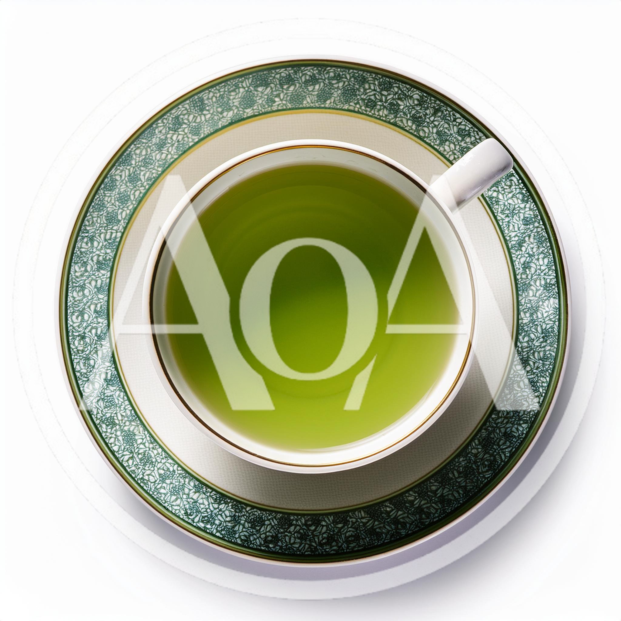Top Down View Of A Cup Of Green Tea