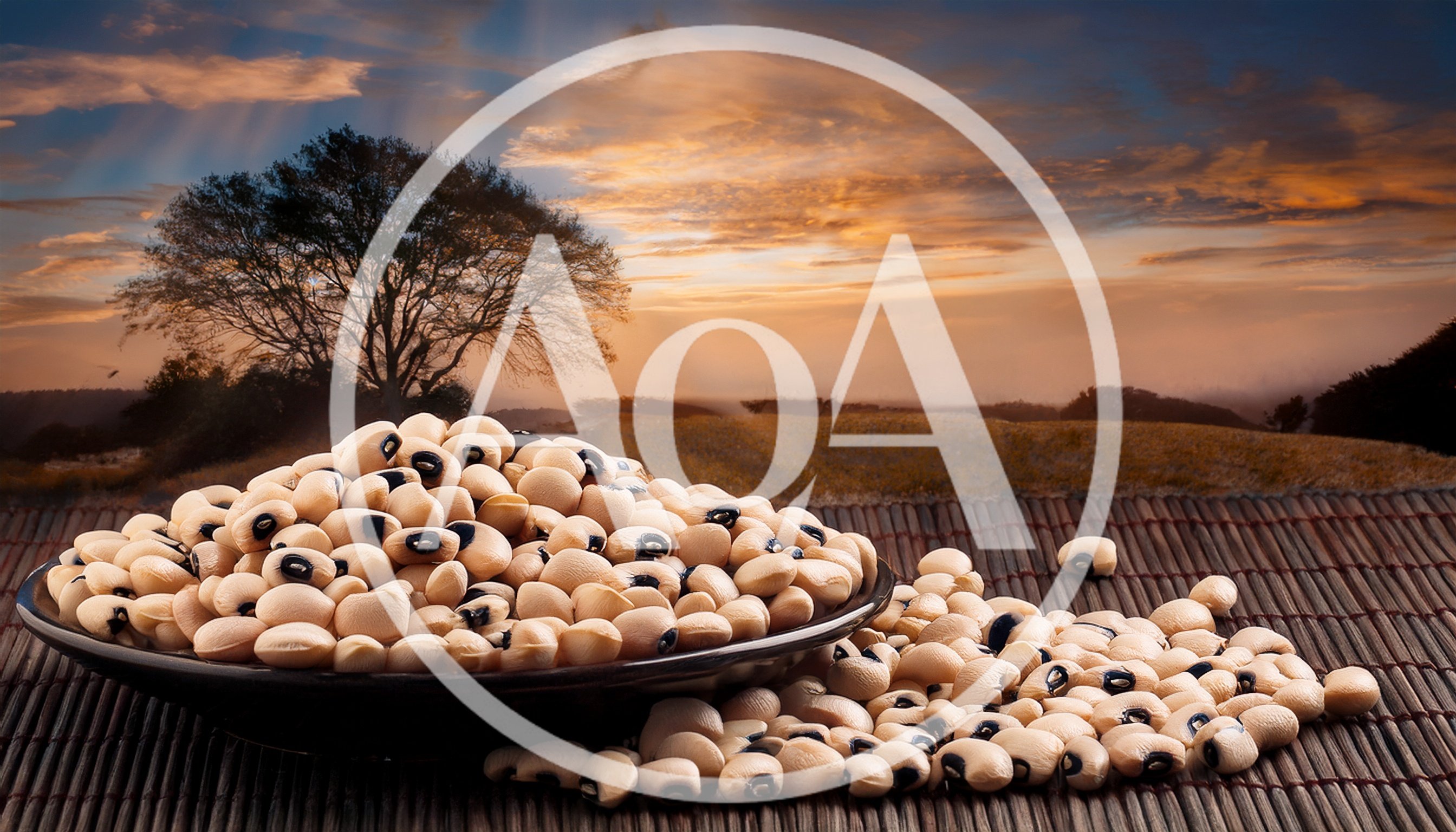Black Eyed Peas in a Bowl on a Bamboo Mat