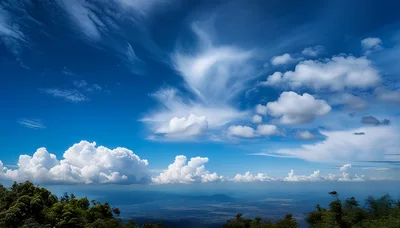 Panoramic View Of Clouds Over A Distant Landscape