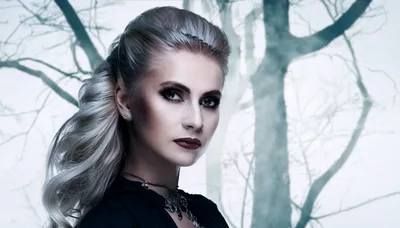 Portrait Of A Gothic Woman With Silver Hair