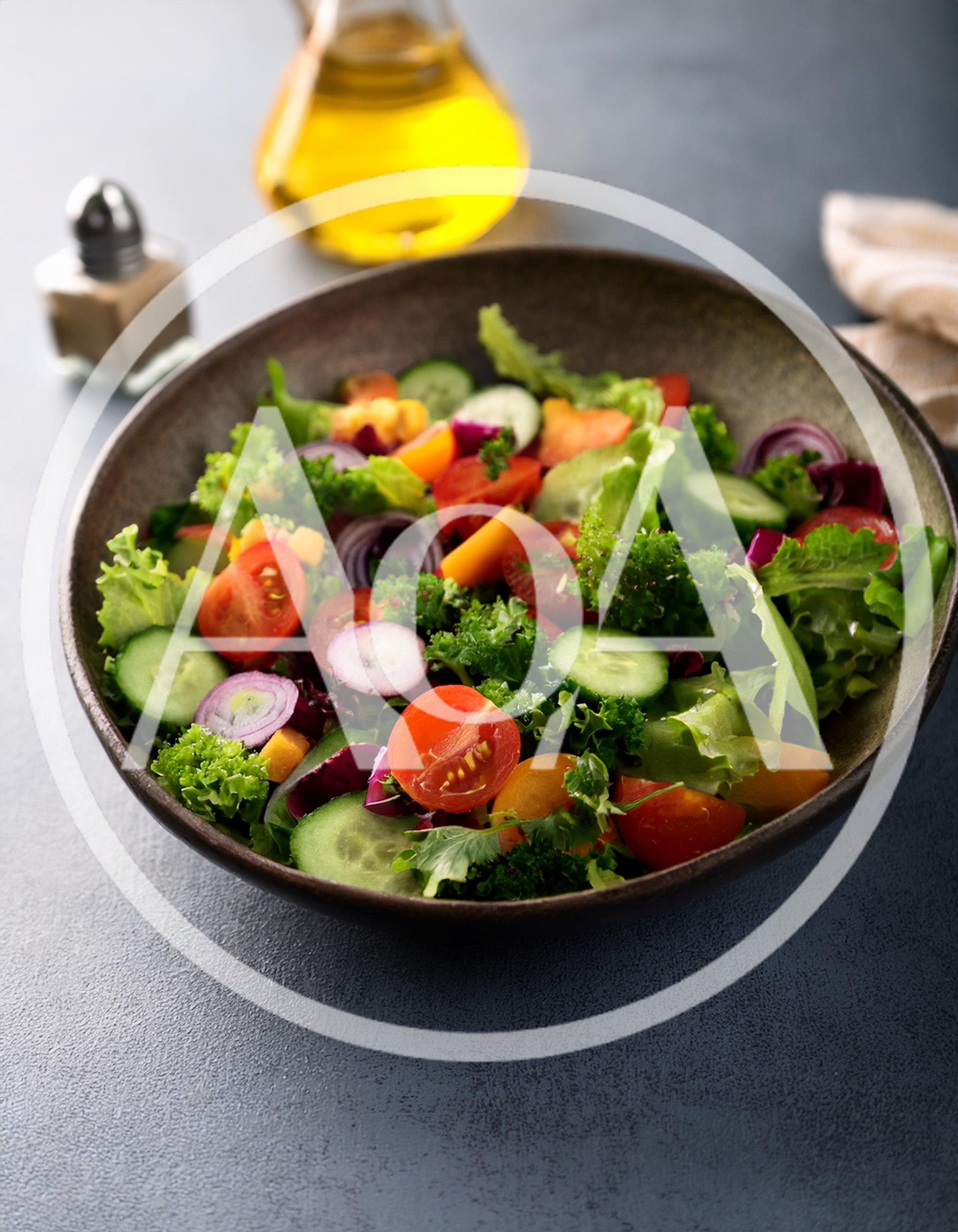 Fresh Vegetable Salad in a Rustic Bowl