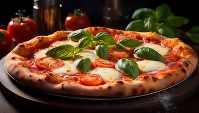 Fresh Margherita Pizza With Basil And Tomatoes