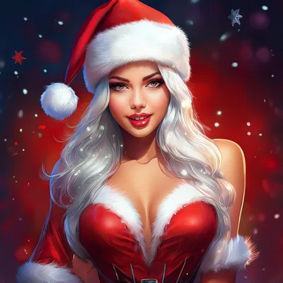 Beautiful Woman Wearing Santa Claus Costume