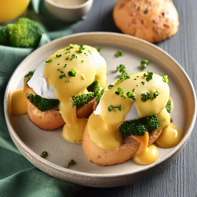 Eggs Benedict With Broccoli On Toasted Bread