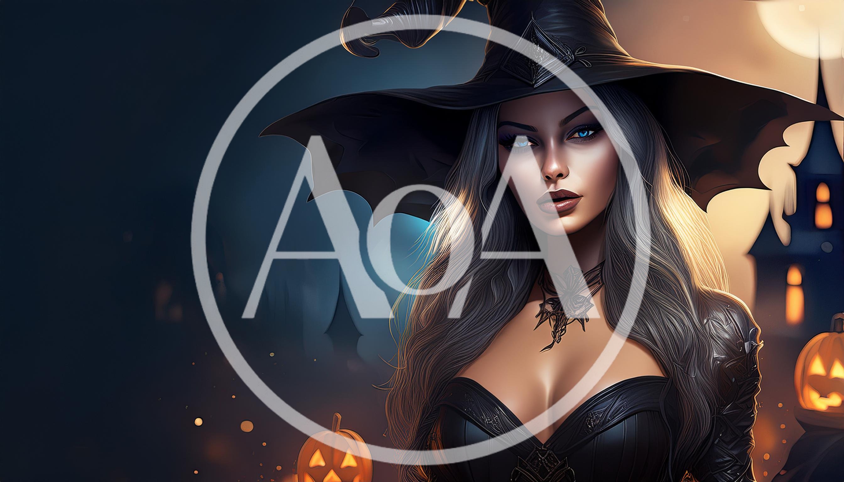 Beautiful Witch With Long Hair And Halloween Costume