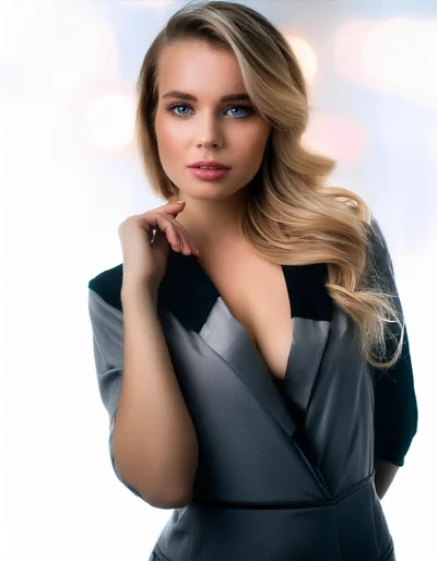 Portrait Of A Beautiful Blonde Woman In A Blazer