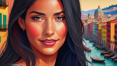 Portrait Of A Beautiful Woman In Venice Italy