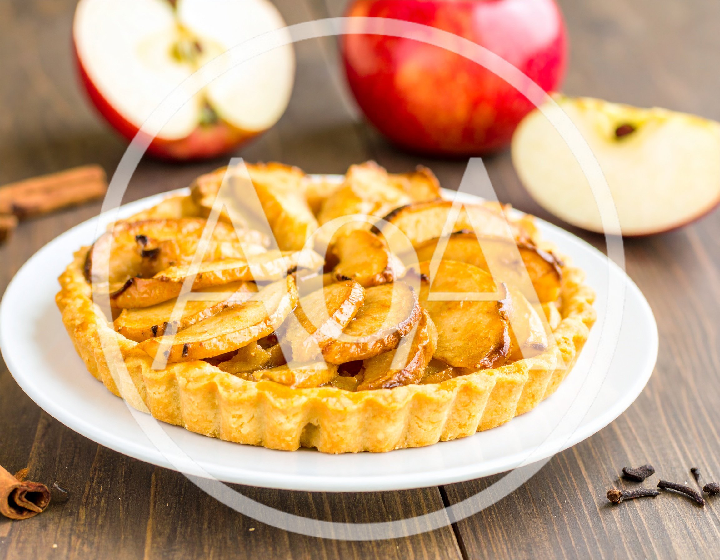 Freshly Baked Apple Tart on a Wooden Table