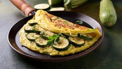 Zucchini Omelet Served In A Frying Pan