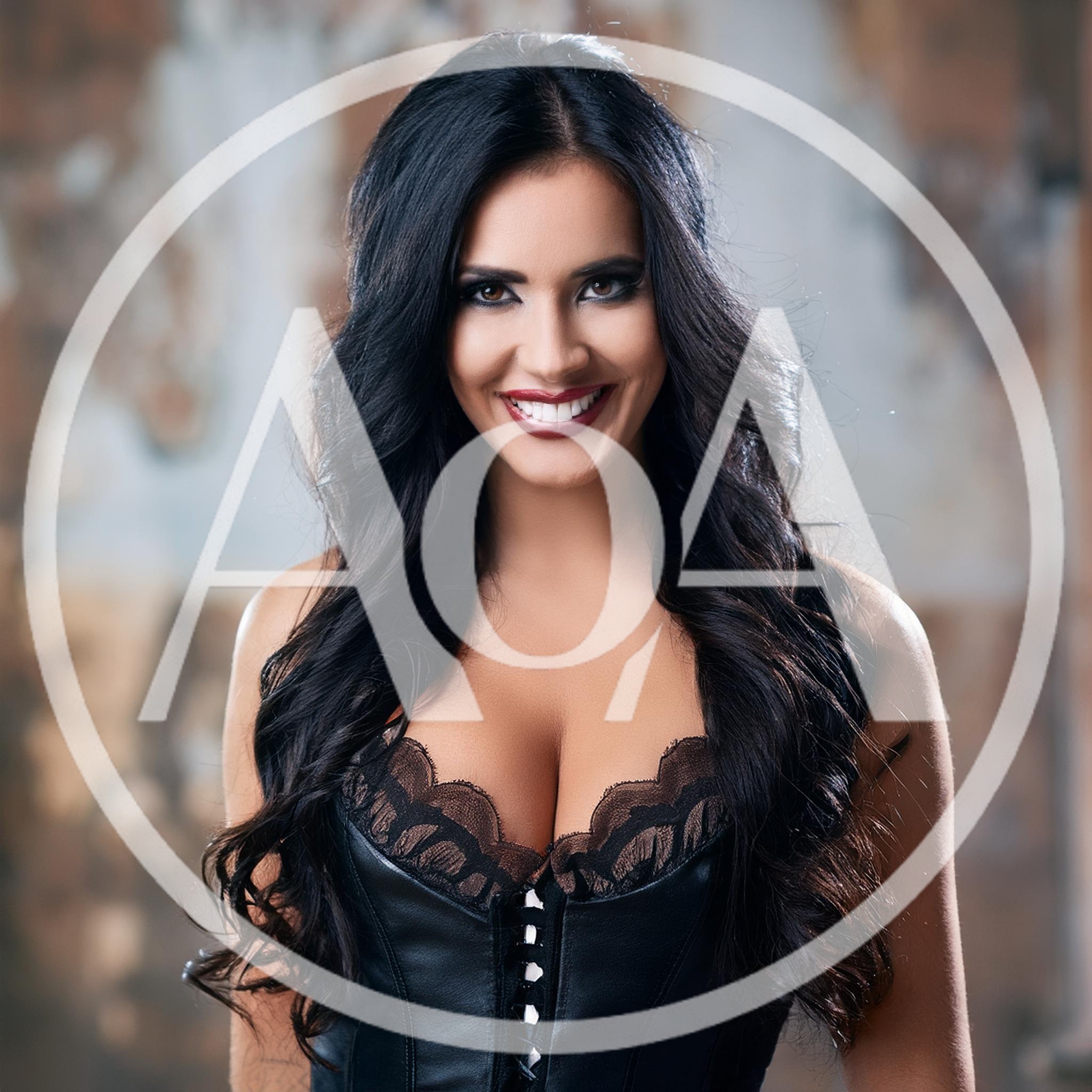 Portrait Of A Beautiful Woman In A Black Corset
