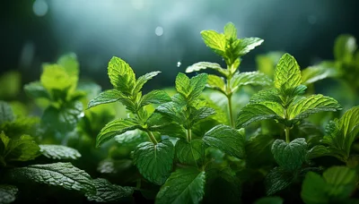 Fresh Green Mint Leaves Growing In A Garden