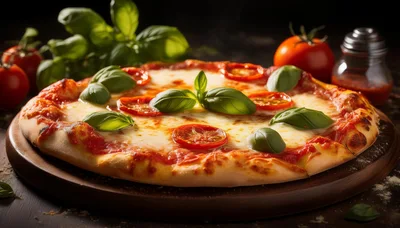 Fresh Margherita Pizza With Basil And Tomatoes