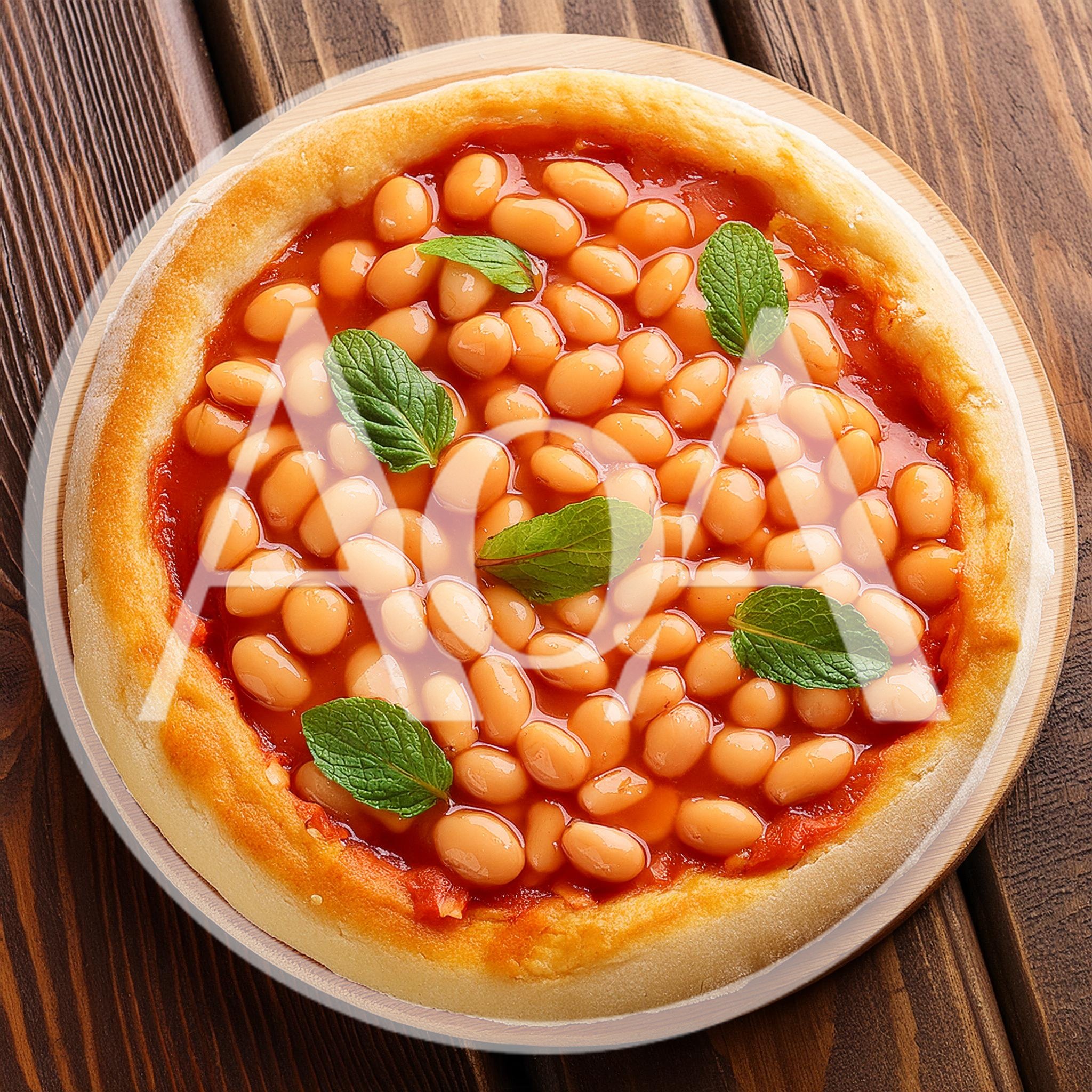 Baked Bean Pizza With Fresh Mint Leaves