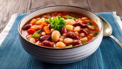 Bowl Of Hearty Vegetable And Bean Soup