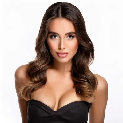 Portrait Of A Beautiful Woman With Wavy Brown Hair