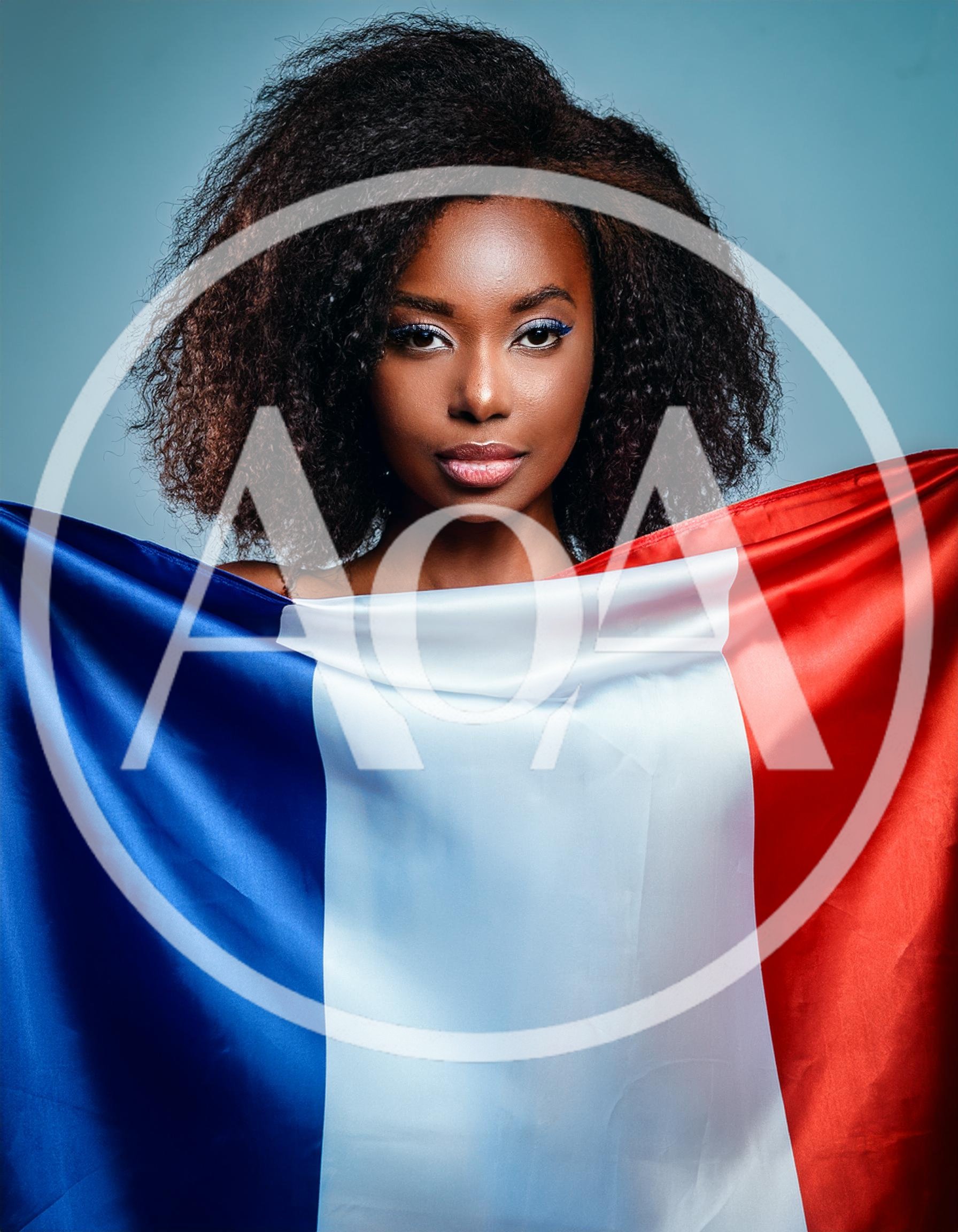 Young Black Woman Holding A French Flag