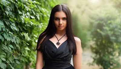 Portrait Of A Beautiful Young Woman In Black Dress