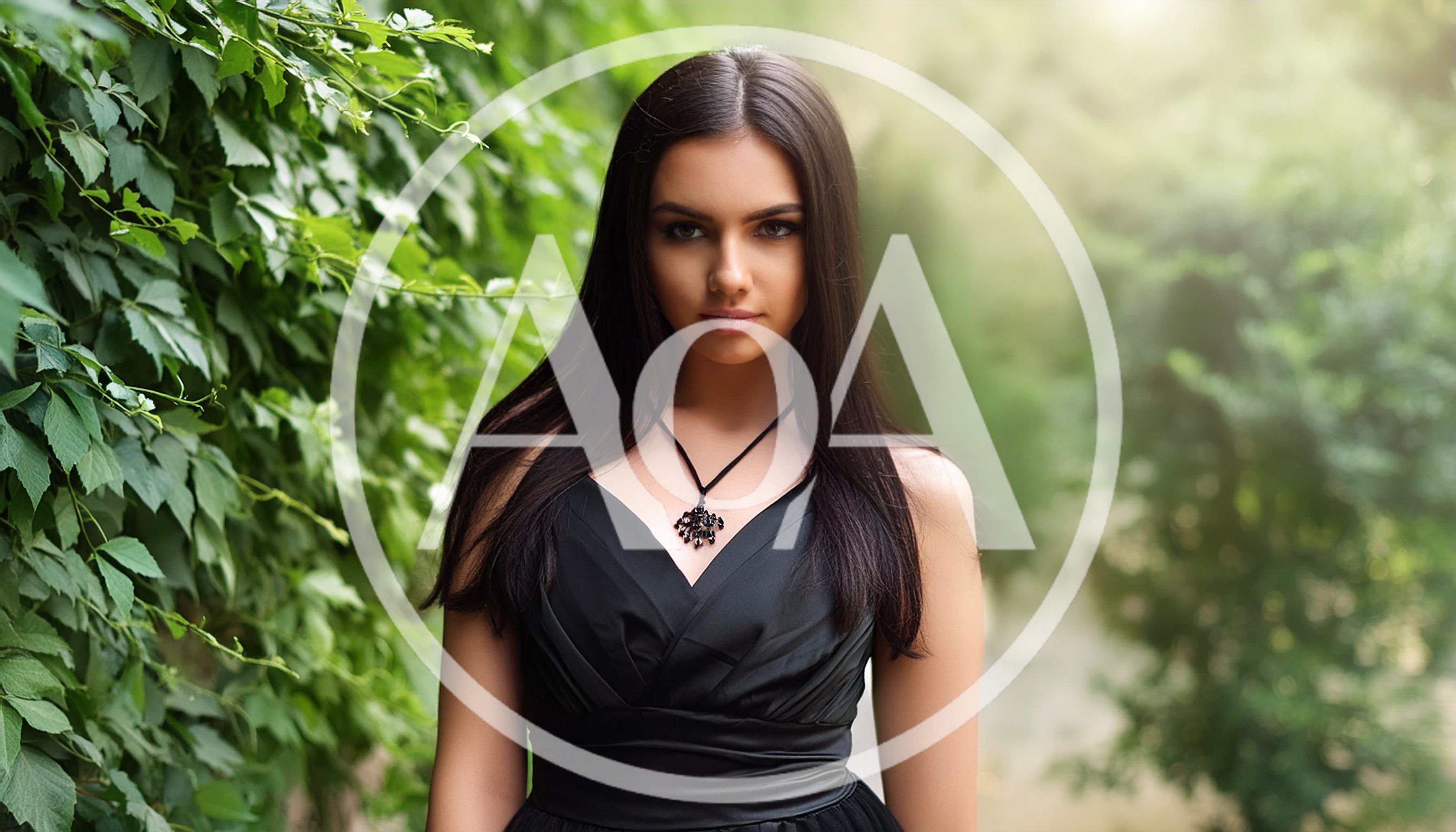 Portrait Of A Beautiful Young Woman In Black Dress